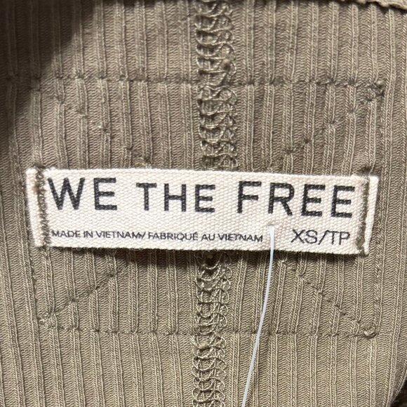 Free People Mia Ribbed Tank Top Women’s XS Khaki Olive Green Square Neck NWT - Picture 3 of 8